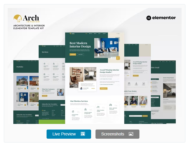 Archinterior - Architecture & Interior Elementor Pro Template Kit