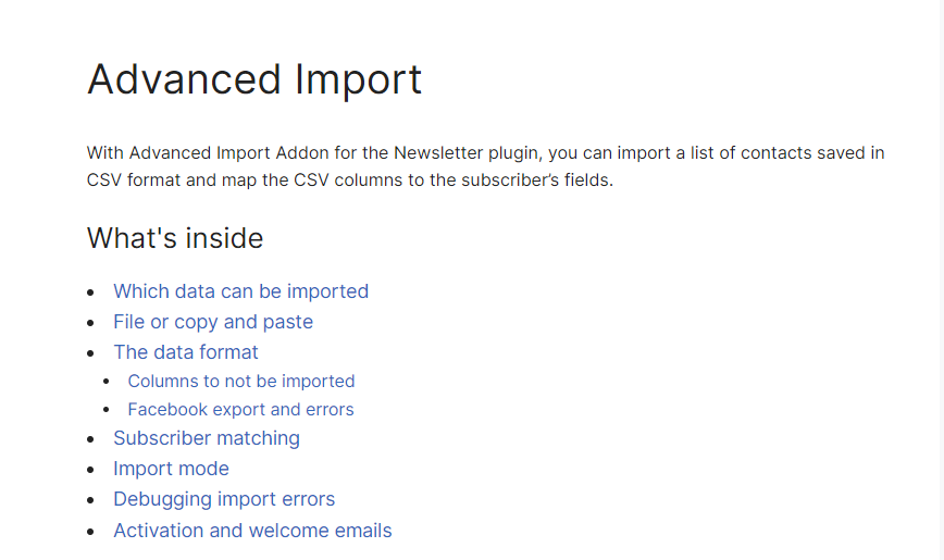 Newsletter – Advanced Import