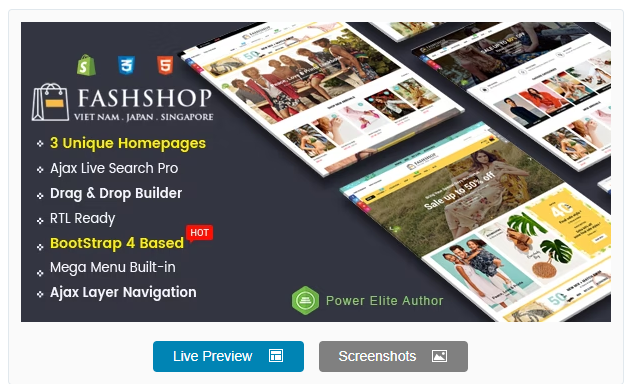 FashShop - Multipurpose Sectioned Drag & Drop Bootstrap 4 Shopify Theme