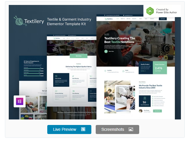 Product Image - Textilery – Textile & Garment Industry Elementor Template Kit