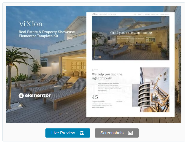 Vixion - Real Estate & Property Showcase Elementor Template Kit