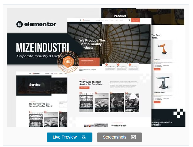 Product Image - Mizeindustri – Corporate, Industry & Factory Elementor Template Kit