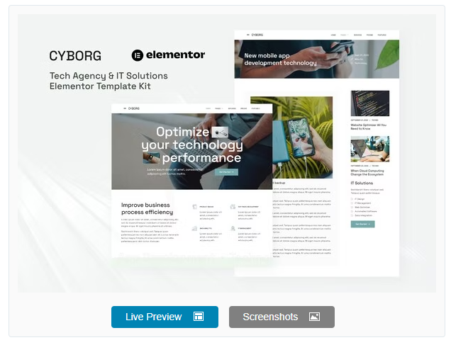 Cyborg - Tech Agency & IT Solutions Elementor Template Kit