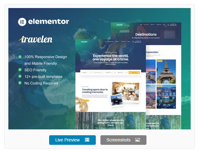 Product Image - Travelen – Travel & Tour Agency Elementor Pro Template Kit