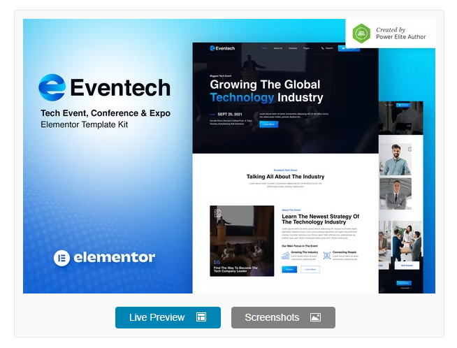 Eventech – Tech Event Conference & Expo Elementor Template Kit