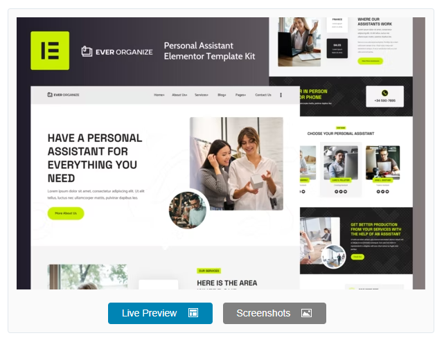 Ever Organize - Personal Assistant Elementor Template Kit