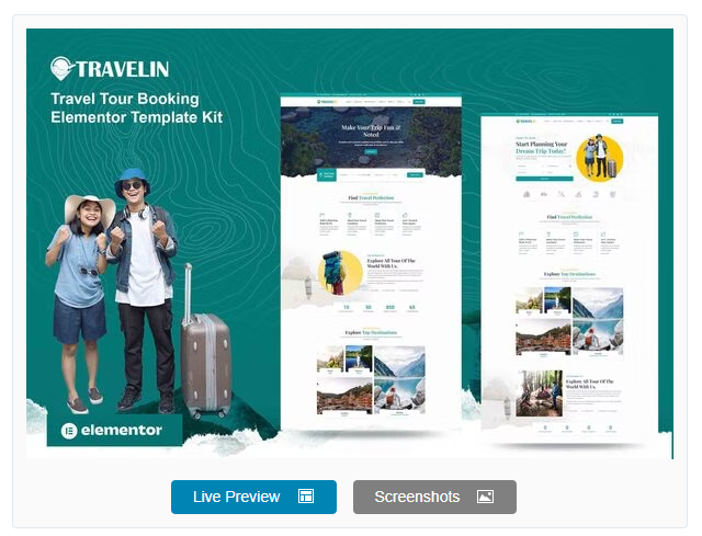 Travelin - Travel Tour Booking Elementor Template Kit