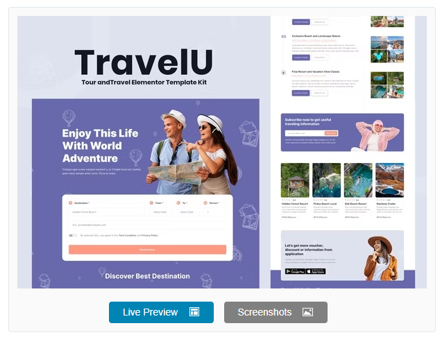 Product Image - TravelU – Tour & Travel Elementor Template Kit