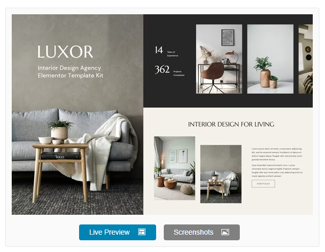 Luxor - Interior Design Agency Elementor Template Kit