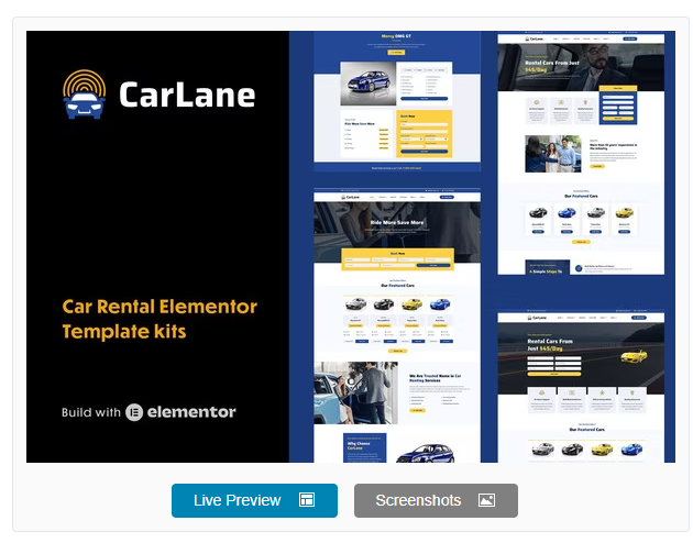 Product Image - CarLane – Car Rental Elementor Template Kit