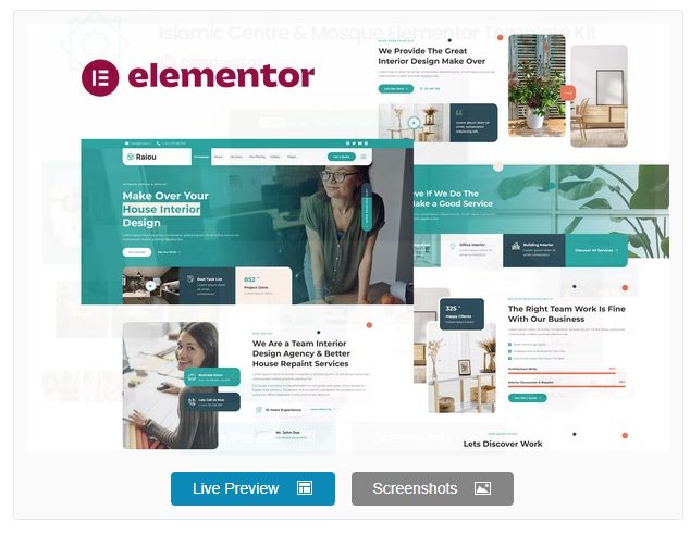 Product Image - Raiou – Home Interior Design Elementor Template Kit