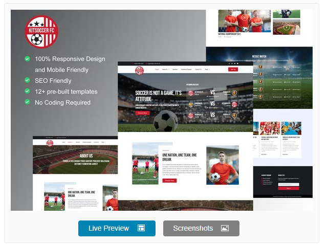 KitSoccer - Football Team & Sports Elementor Template Kit