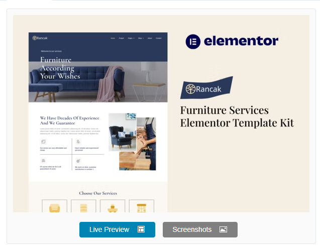 Rancak - Furniture Services Elementor Template Kit