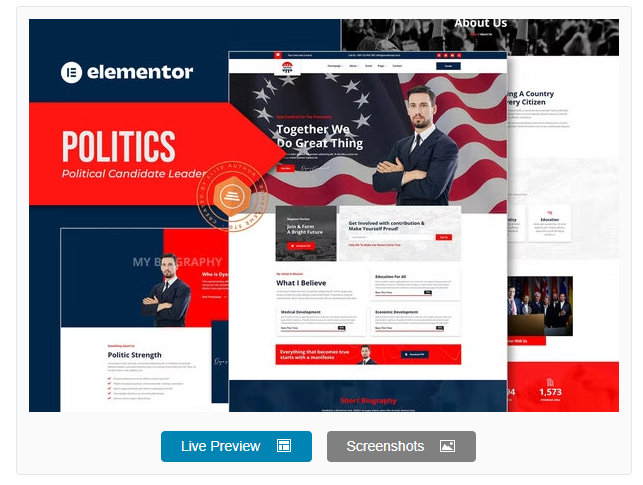 Product Image - Politics – Political Candidate Leader Elementor Template Kit