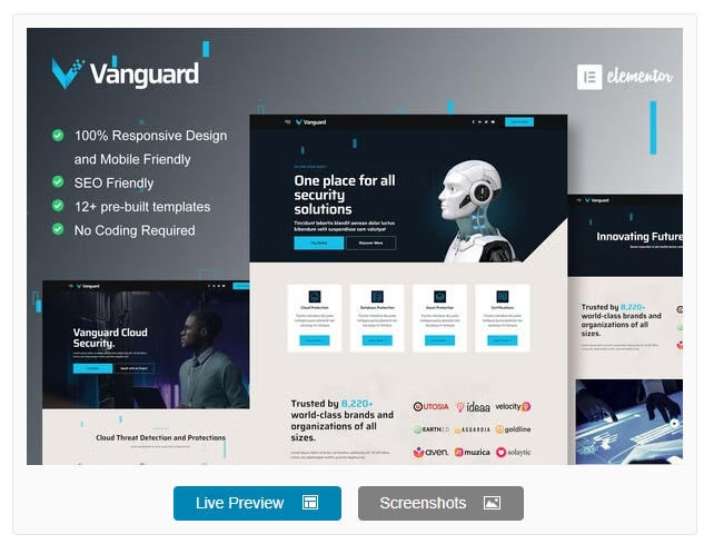 Product Image - Vanguard – Cyber Security Service Elementor Template Kit