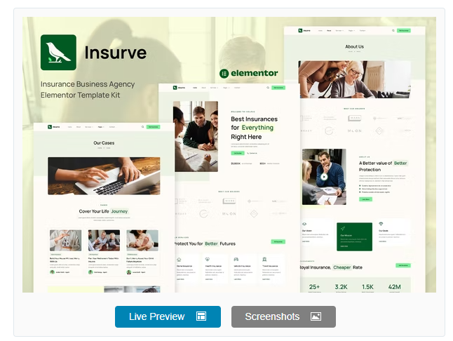 Insurve - Insurance Business Agency Elementor Template Kit