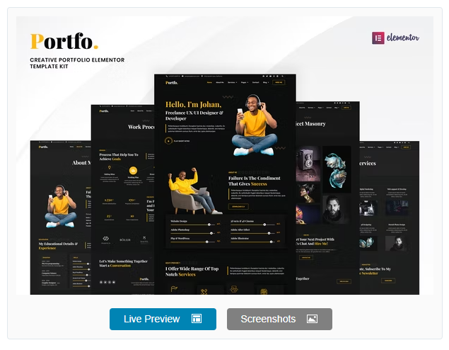 Portfo - Creative Portfolio Elementor Template Kit