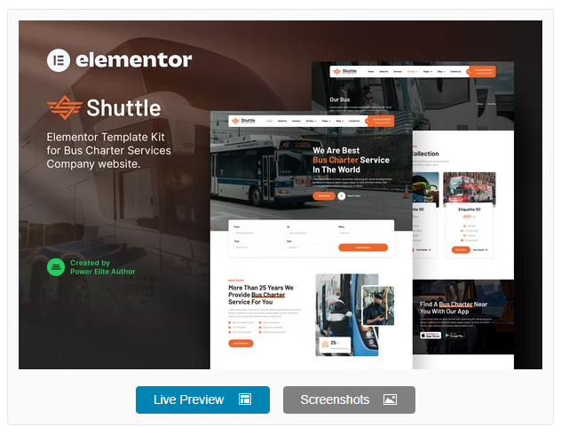 Shuttle – Bus Charter Service & Transport Company Elementor Template Kit