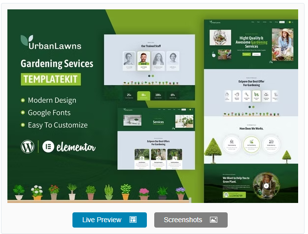 Urban Lawns - Gardening Elementor Template Kit