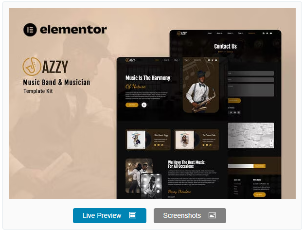 Product Image - Jazzy – Music Band & Musician Elementor Template Kit Product Image - Jazzy – Music Band & Musician Elementor Template Kit