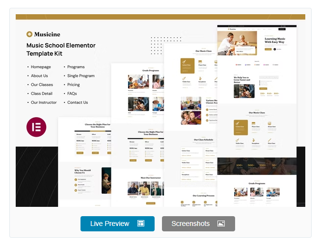 Product Image - Musicine – Music School Elementor Template Kit