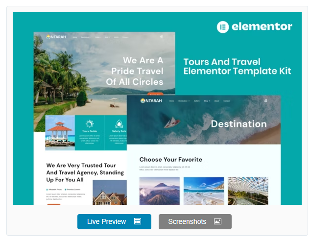 Ntarah - Tours & Travel Elementor Template Kit