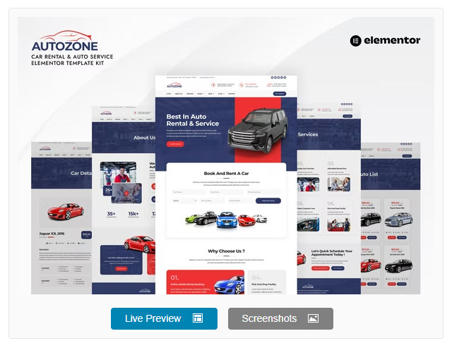 Product Image - Autozone – Car Rental & Auto Service Elementor Template Kit