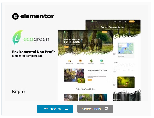 Product Image - Ecogreen – Environmental Non Profit Elementor Template Kit