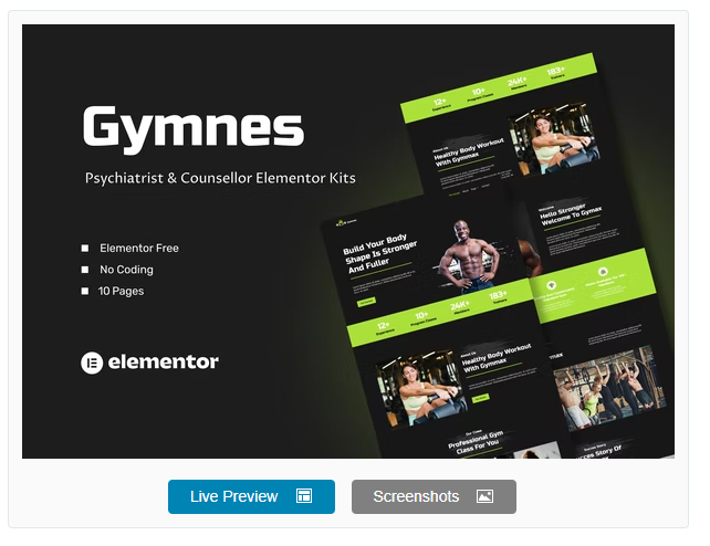 Gymnes - Fiteness & Gym Elementor Template Kit
