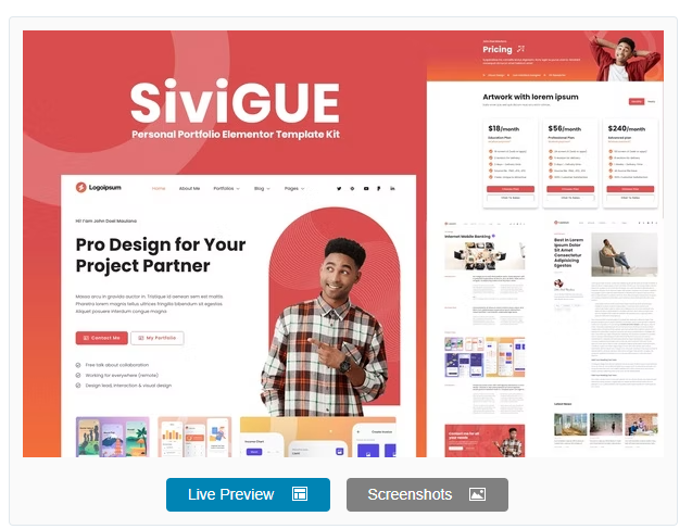 Product Image - SiviGUE – Personal Portfolio Elementor Template Kit