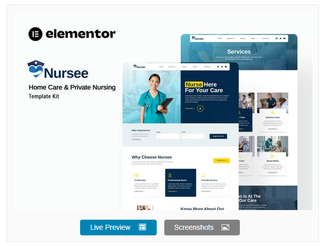 Nursee - Homecare & Private Nursing Elementor Template Kit