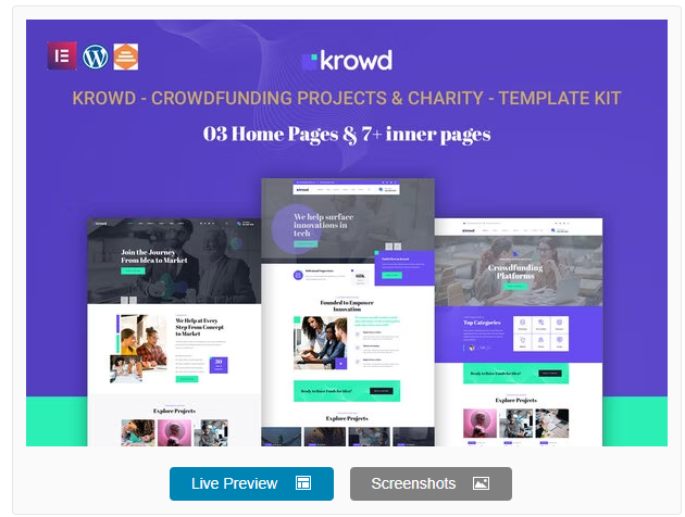 Product Image - Krowd – Crowdfunding Projects & Charity Template Kit