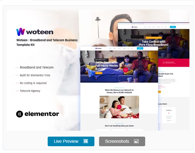 Woteen - Broadband & Telecom Business Template Kit
