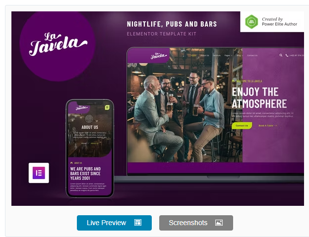 Product Image - LaJavela – Bar Nightlife & Pub Elementor Template Kit
