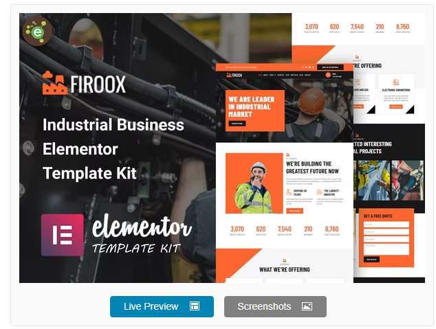 Firoox - Industrial Business Elementor Template Kit