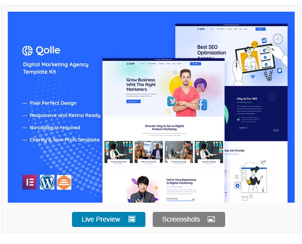 Product Image - Qolle – Digital Marketing Agency Elementor Template Kit