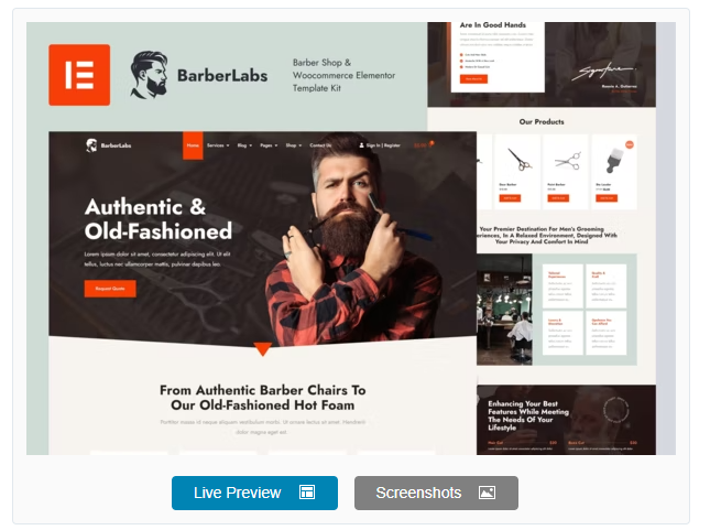 BarberLabs - Barber Shop Elementor Template Kit