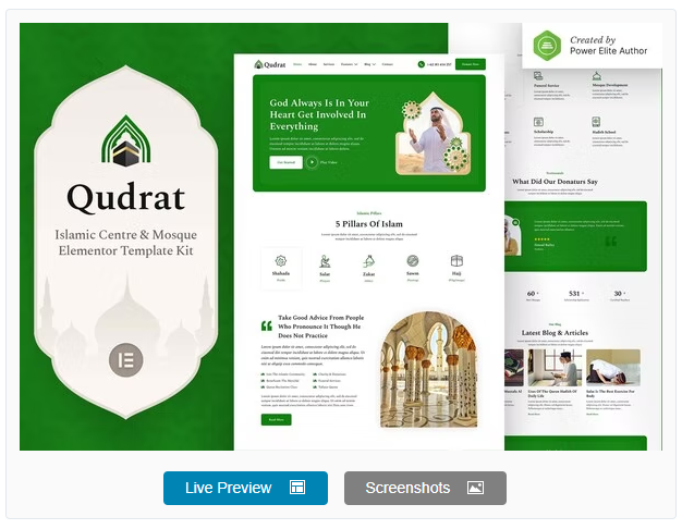 Product Image - Qudrat – Islamic Center & Mosque Elementor Template Kit