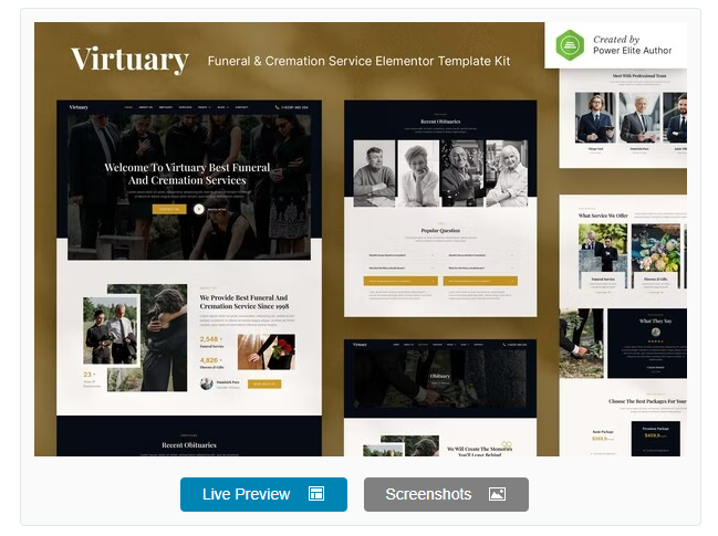 Product Image - Virtuary – Funeral & Cremation Services Elementor Template Kit