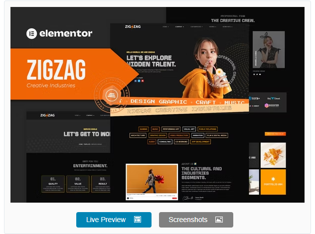 Product Image - Zigzag – Creative Industries Elementor Template Kit