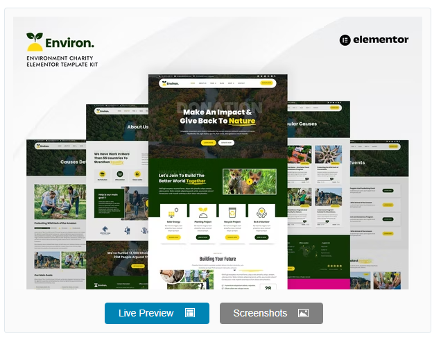 Product Image - Envirant – Ecology and Environment Elementor Pro Template Kit Product Image - Envirant – Ecology and Environment Elementor Pro Template Kit