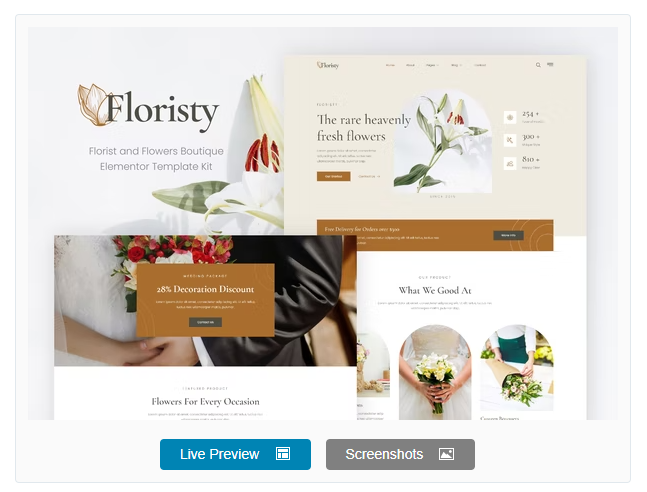Floristy - Florist & Flower Boutique Elementor Template Kit