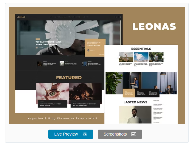 Leonas - Blog & Magazine Elementor Template Kit