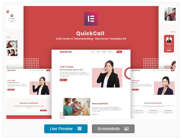 Product Image - Quick Call – Call Center Elementor Template Kit