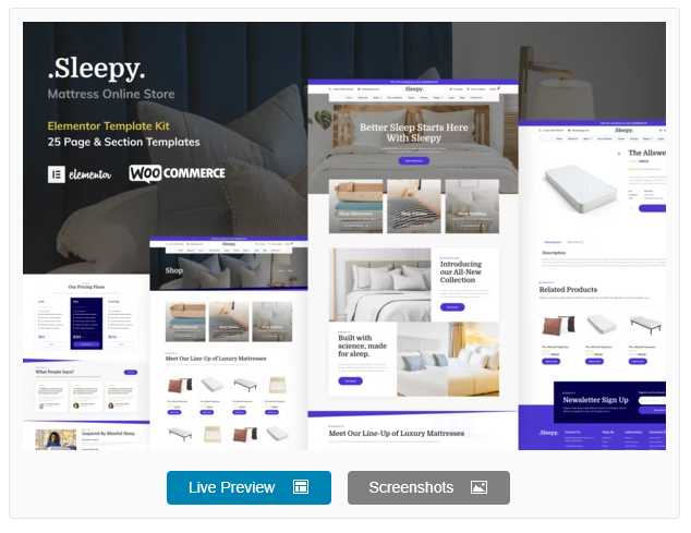 Product Image - Sleepy – Mattress & Bedding Online Store Elementor Pro Template Kit Product Image - Sleepy – Mattress & Bedding Online Store Elementor Pro Template Kit