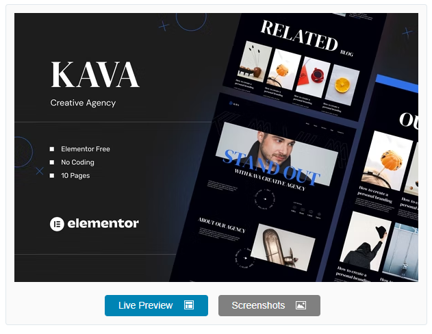 Kava - Creative Agency Elementor Template Kits