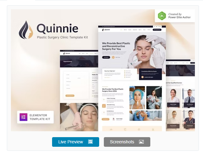 Quinnie – Plastic Surgery Clinic Elementor Template Kit