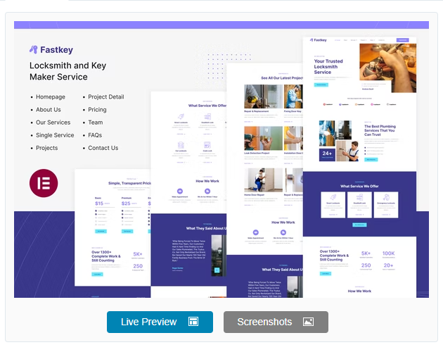 Fastkey | Locksmith and Key Maker Service Elementor Template Kit