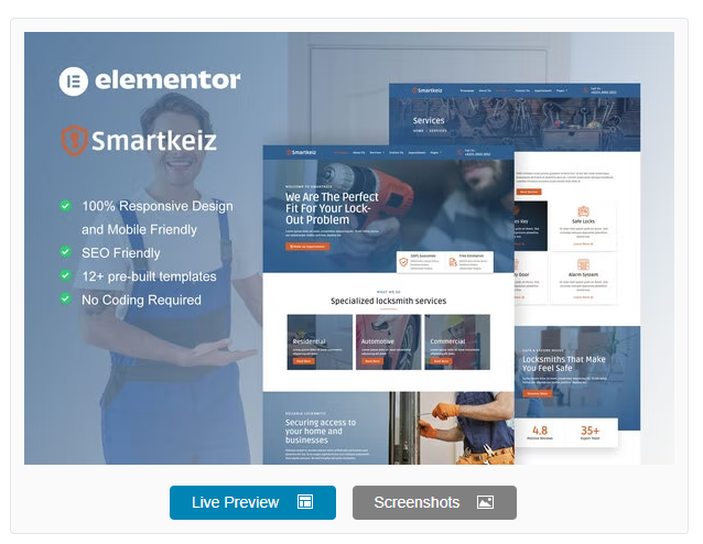 Smartkeiz - Locksmith Service Elementor Template Kit