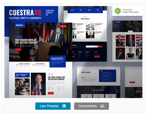 Product Image - Coestra – Political Party & Candidate Elementor Template Kit